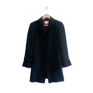 She Coat Jacket Black Women's 6 Notched Collar Lined Hidden Button Closure